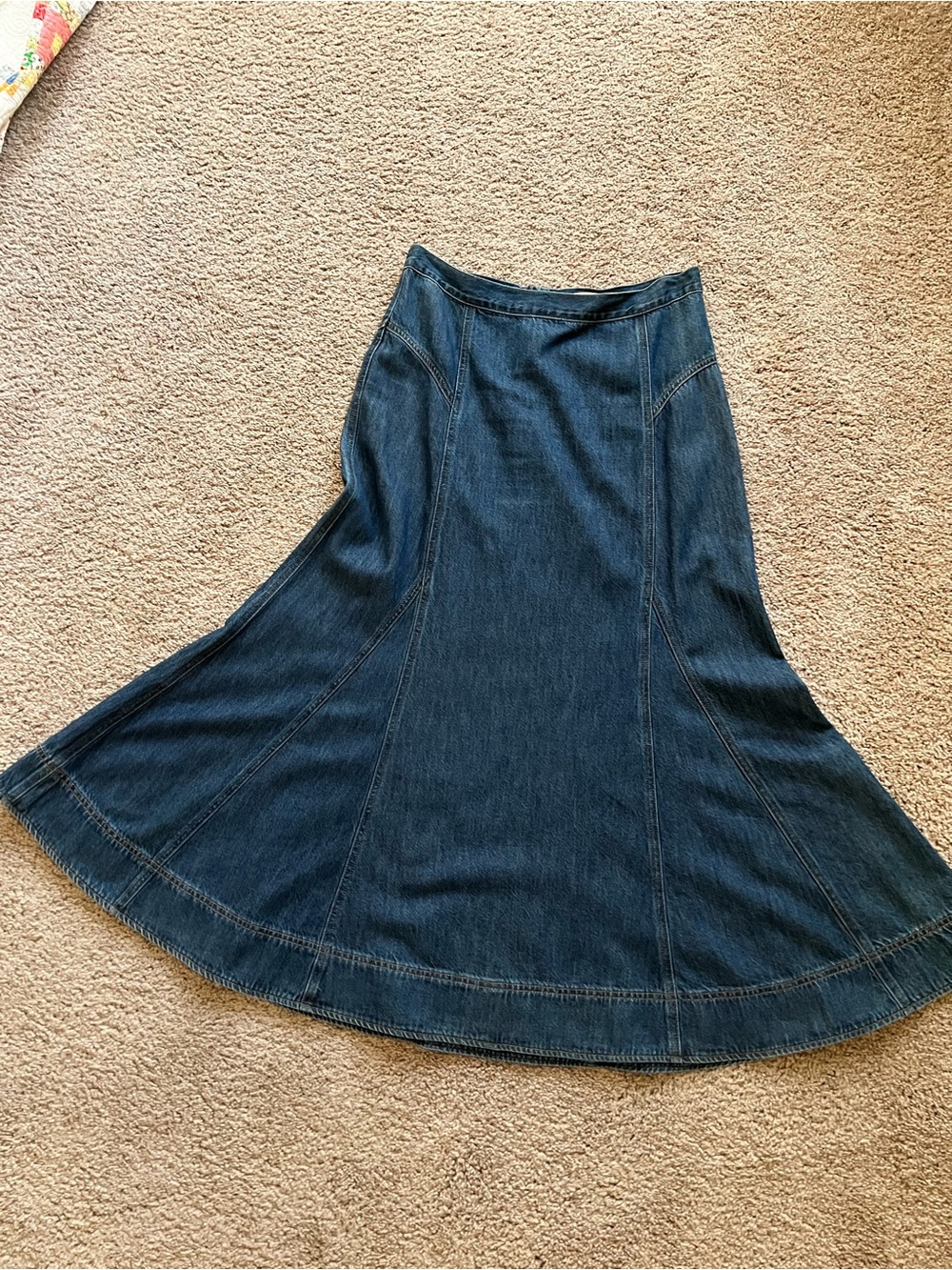 Madewell Dark Blue Denim A-Line Maxi Skirt